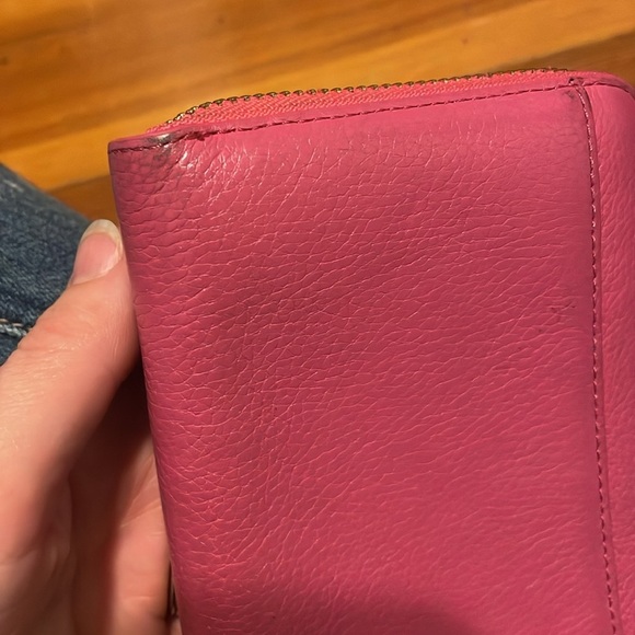 Kate Spade Pink Wallet with Gold Zipper and Striped lining. - Picture 5 of 6
